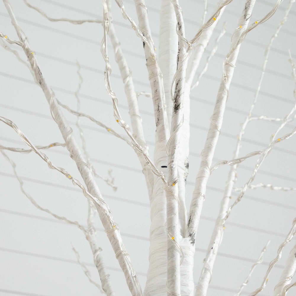 7ft. Pre-Lit Artificial White Birch Tree with 400 Warm White LED Lights