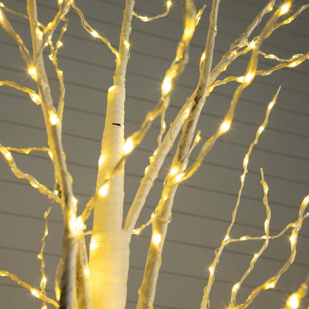 7ft. Pre-Lit Artificial White Birch Tree with 400 Warm White LED Lights
