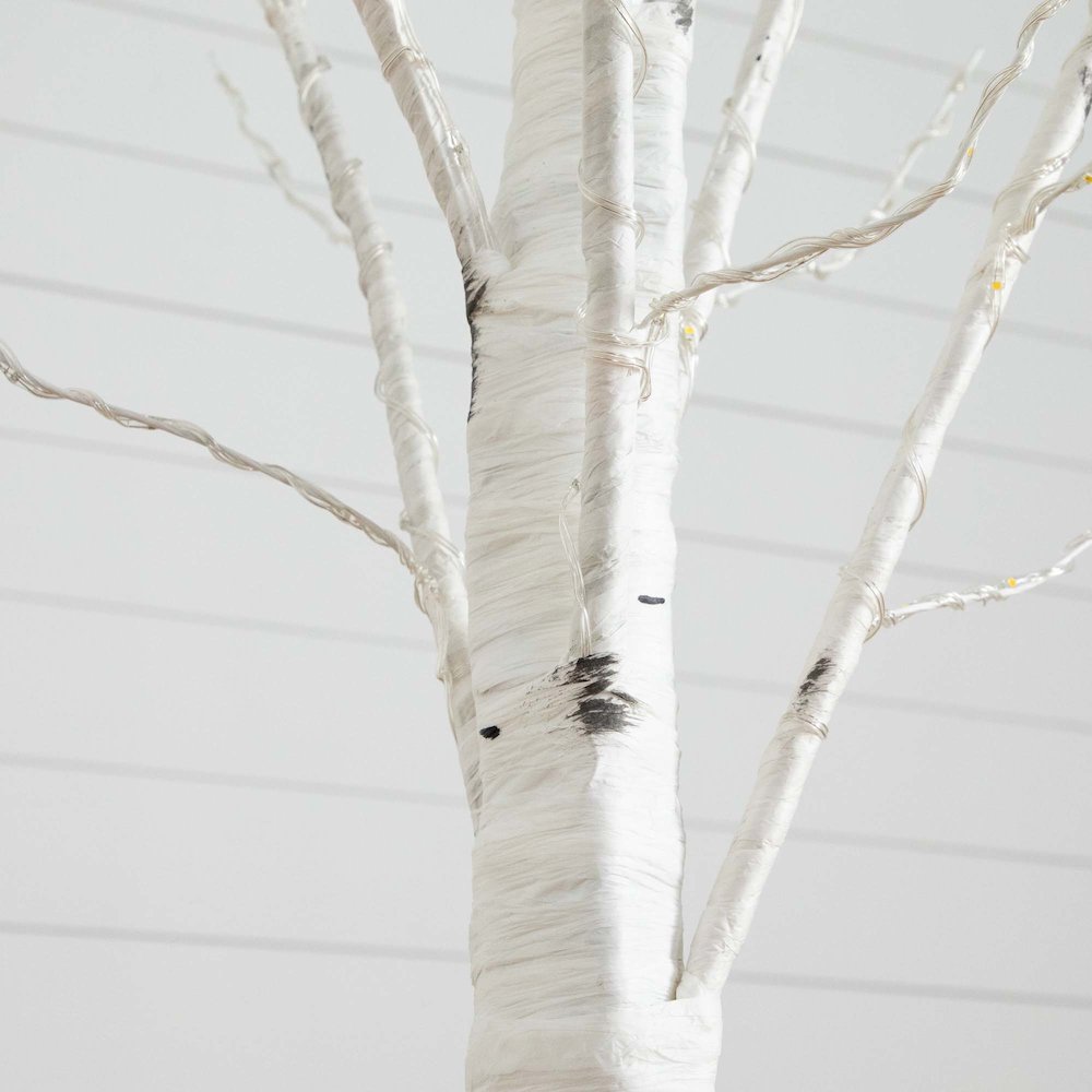 7ft. Pre-Lit Artificial White Birch Tree with 400 Warm White LED Lights