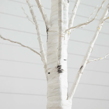 7ft. Pre-Lit Artificial White Birch Tree with 400 Warm White LED Lights