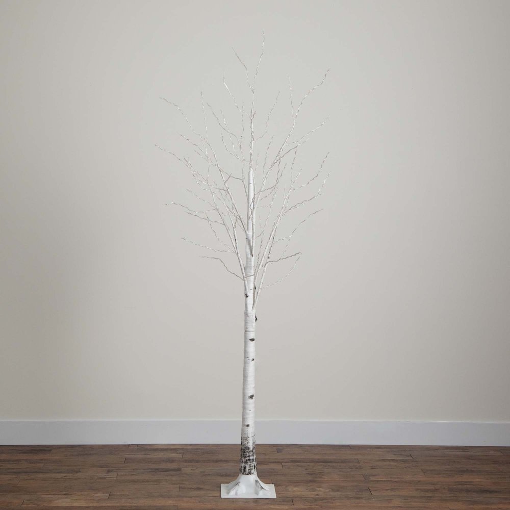 7ft. Pre-Lit Artificial White Birch Tree with 400 Warm White LED Lights