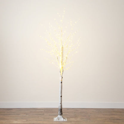 7ft. Pre-Lit Artificial White Birch Tree with 400 Warm White LED Lights
