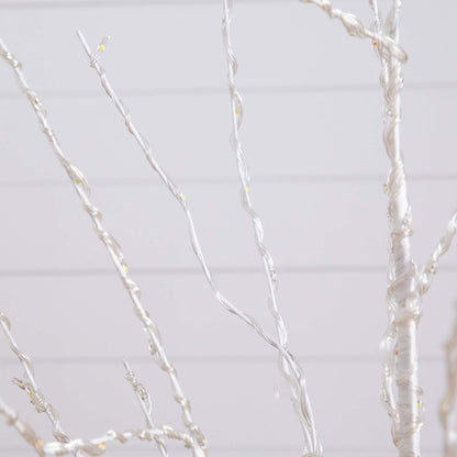 4ft. Pre-Lit Artificial White Birch Tree with 240 Color Changing LED Lights