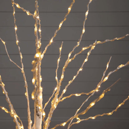4ft. Pre-Lit Artificial White Birch Tree with 240 Color Changing LED Lights