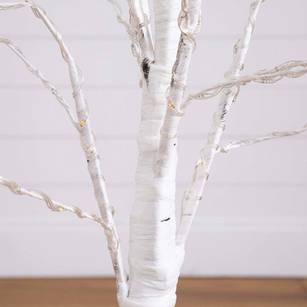 4ft. Pre-Lit Artificial White Birch Tree with 240 Color Changing LED Lights