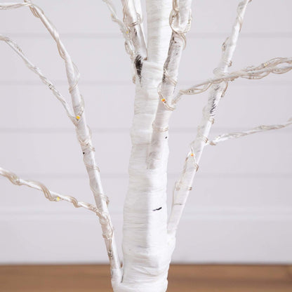 4ft. Pre-Lit Artificial White Birch Tree with 240 Color Changing LED Lights