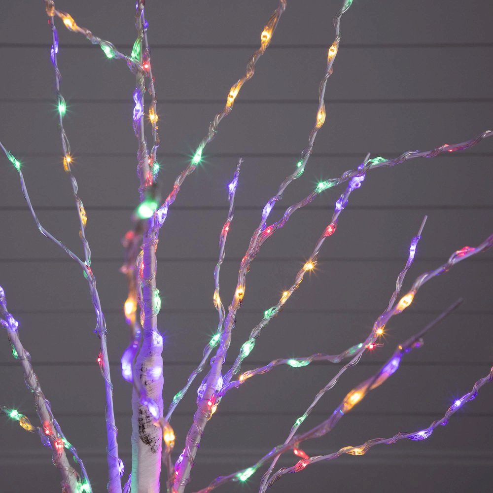 4ft. Pre-Lit Artificial White Birch Tree with 240 Color Changing LED Lights