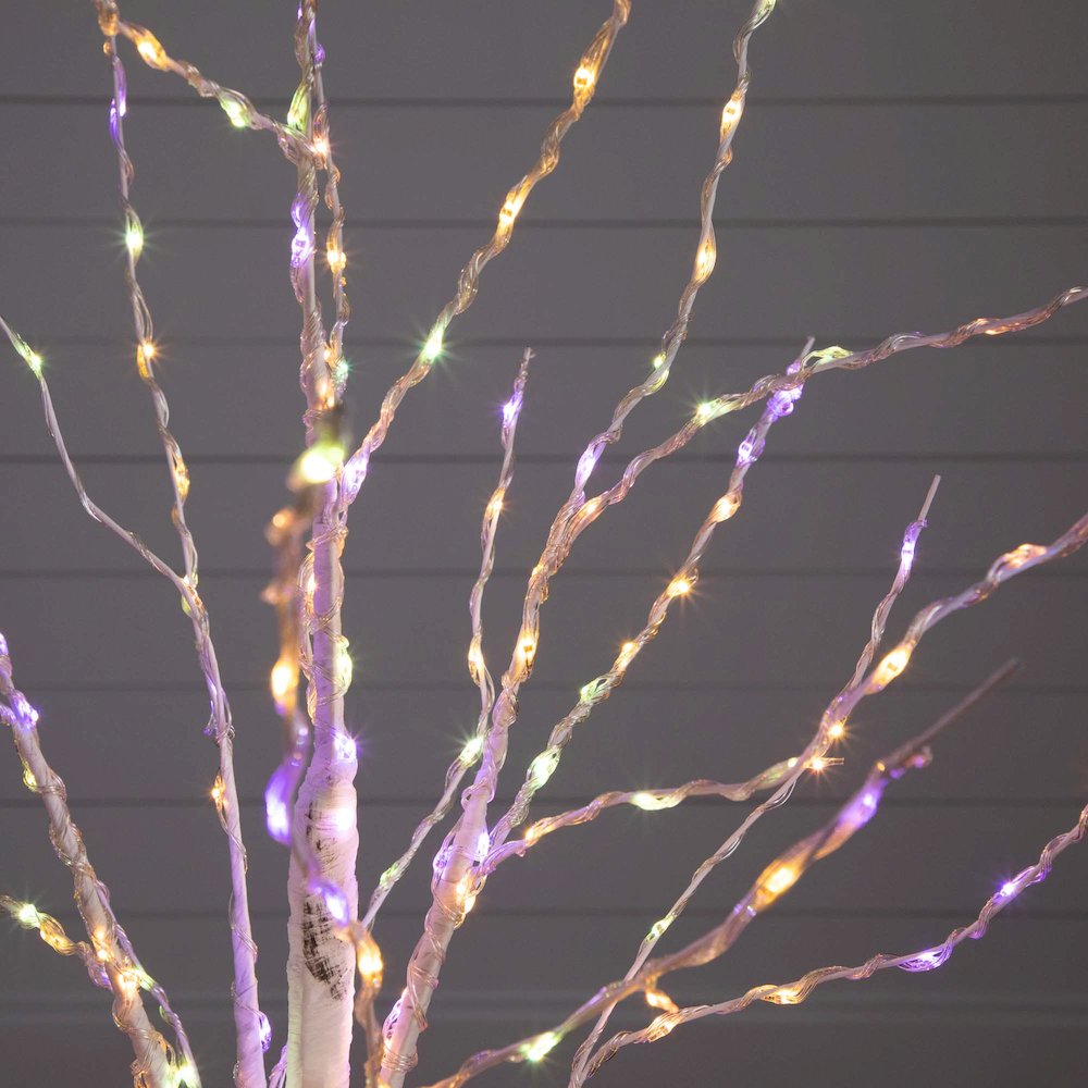 4ft. Pre-Lit Artificial White Birch Tree with 240 Color Changing LED Lights