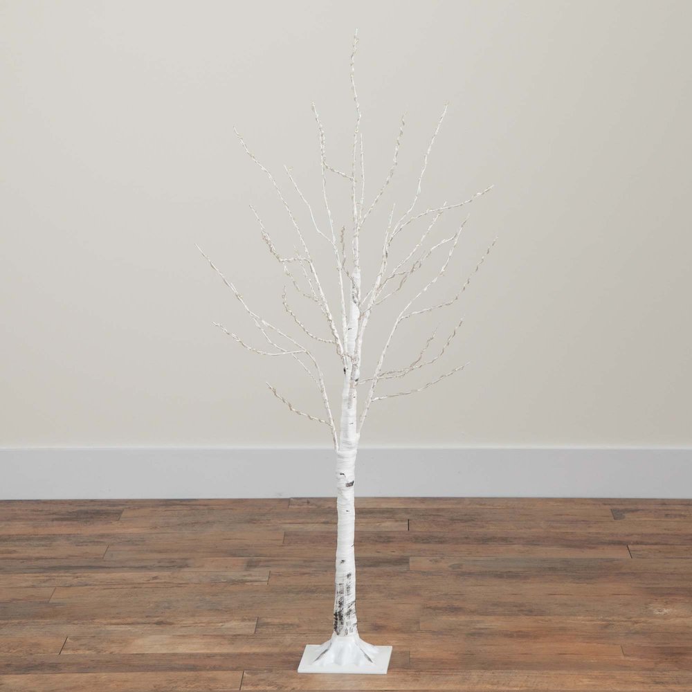 4ft. Pre-Lit Artificial White Birch Tree with 240 Color Changing LED Lights