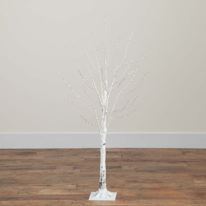 4ft. Pre-Lit Artificial White Birch Tree with 240 Color Changing LED Lights
