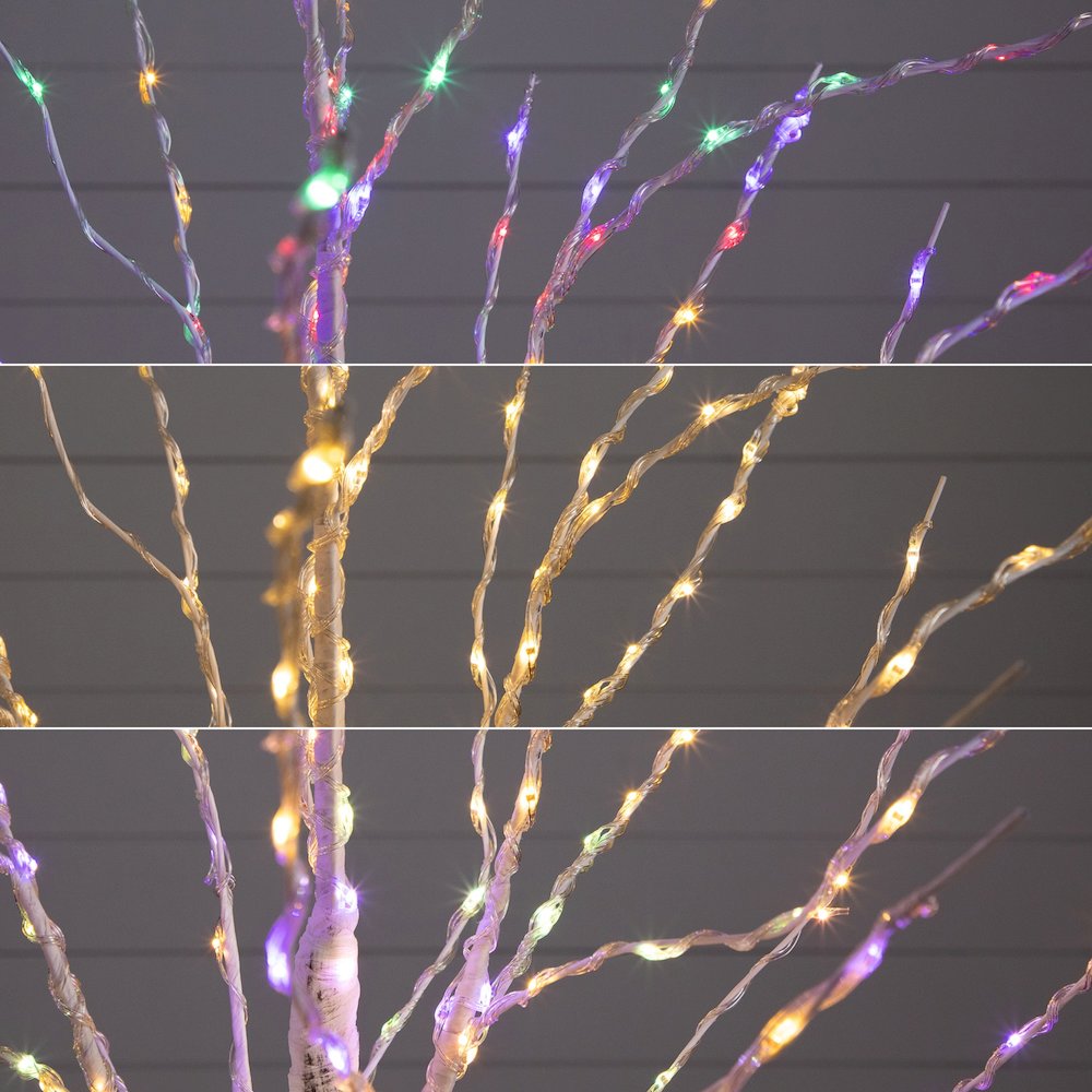 4ft. Pre-Lit Artificial White Birch Tree with 240 Color Changing LED Lights