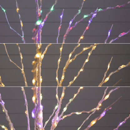 4ft. Pre-Lit Artificial White Birch Tree with 240 Color Changing LED Lights