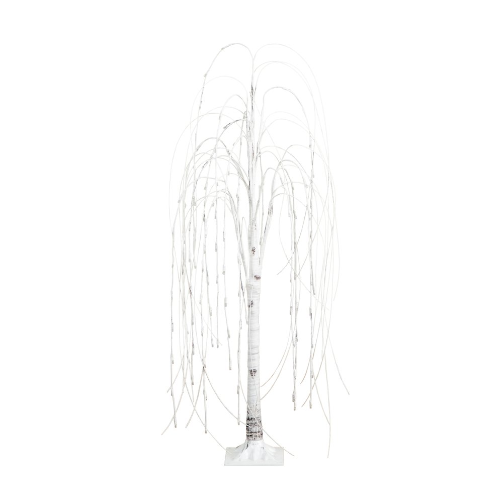 4ft. Pre-Lit Artificial White Weeping Willow Tree with 120 Warm White LED Lights