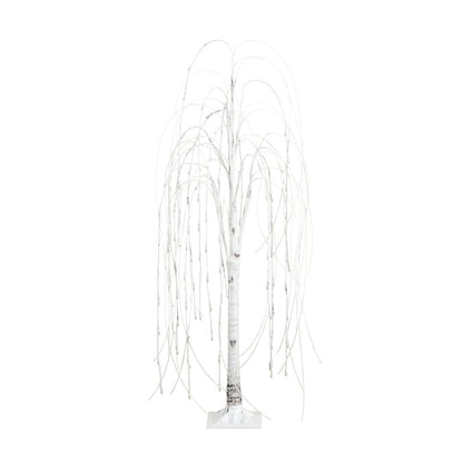 4ft. Pre-Lit Artificial White Weeping Willow Tree with 120 Warm White LED Lights