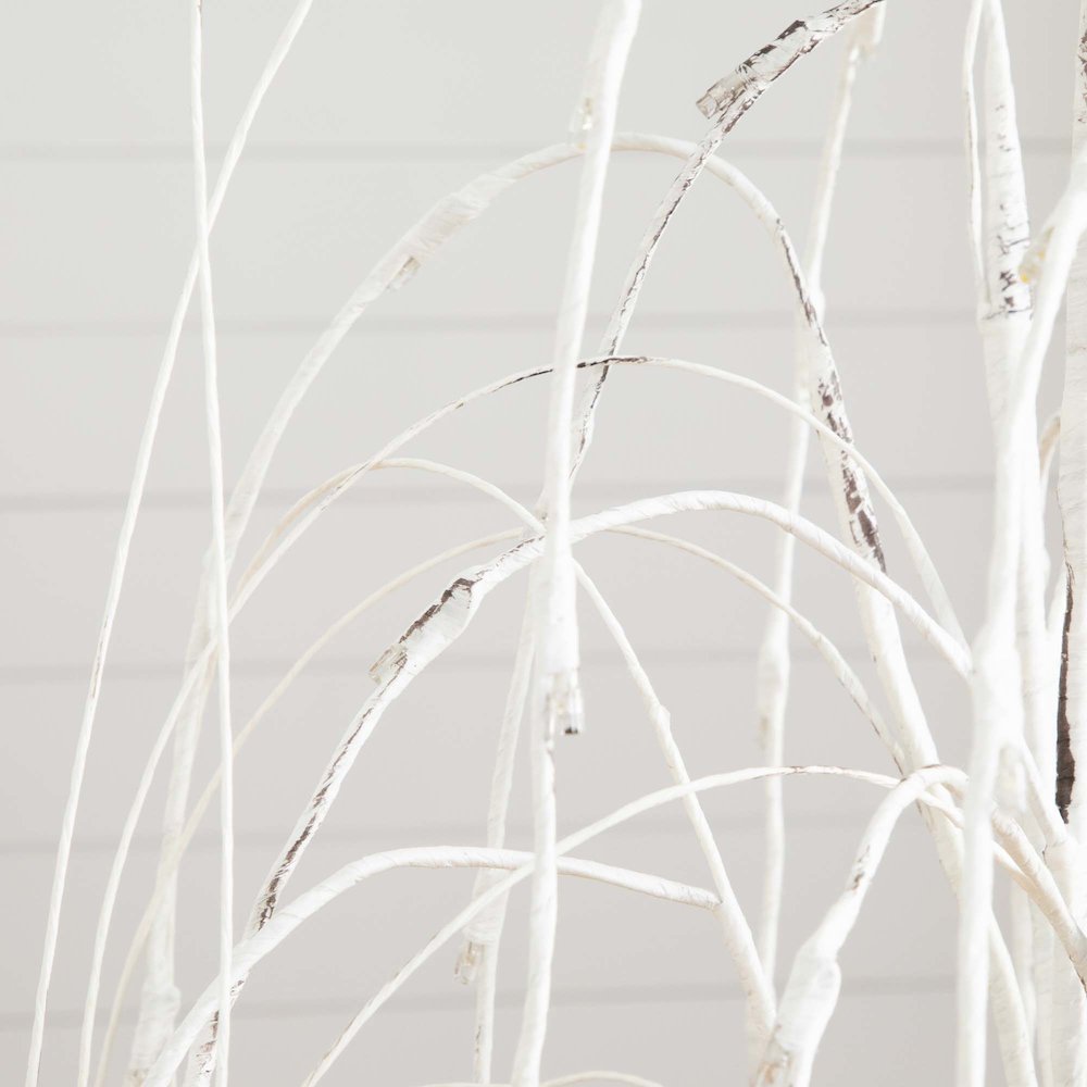 4ft. Pre-Lit Artificial White Weeping Willow Tree with 120 Warm White LED Lights