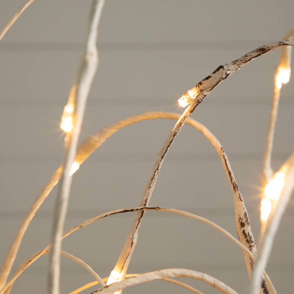 4ft. Pre-Lit Artificial White Weeping Willow Tree with 120 Warm White LED Lights