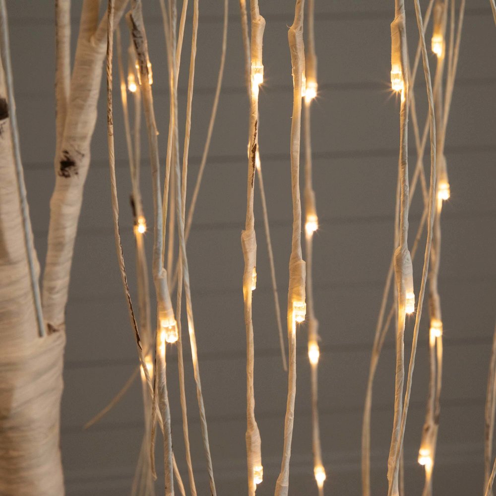 6ft. Pre-Lit Artificial White Weeping Willow Tree with 160 Warm White LED Lights