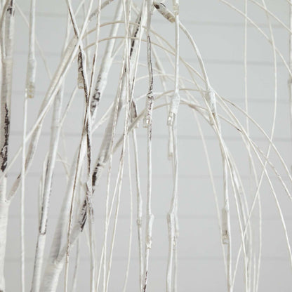 6ft. Pre-Lit Artificial White Weeping Willow Tree with 160 Warm White LED Lights