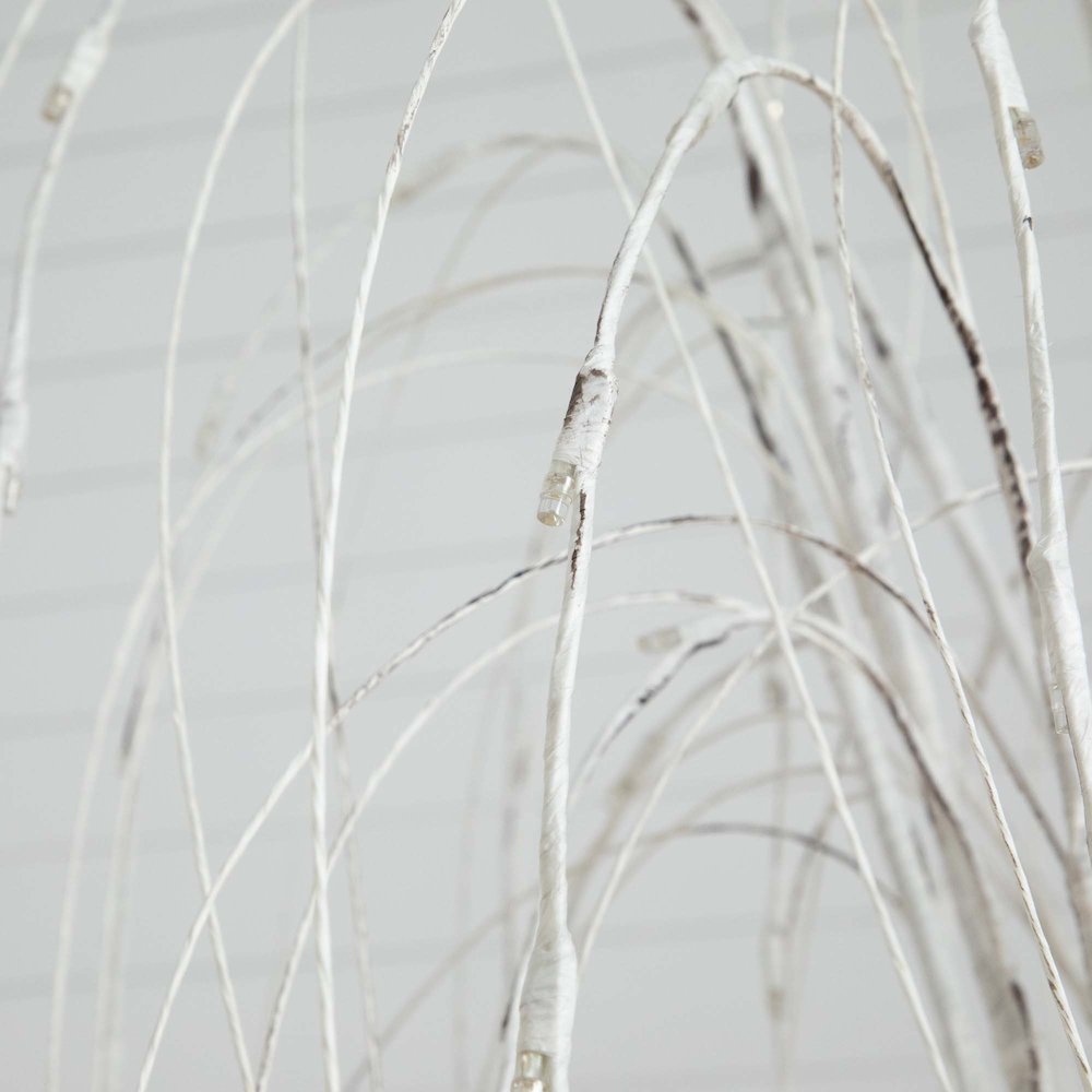 6ft. Pre-Lit Artificial White Weeping Willow Tree with 160 Warm White LED Lights