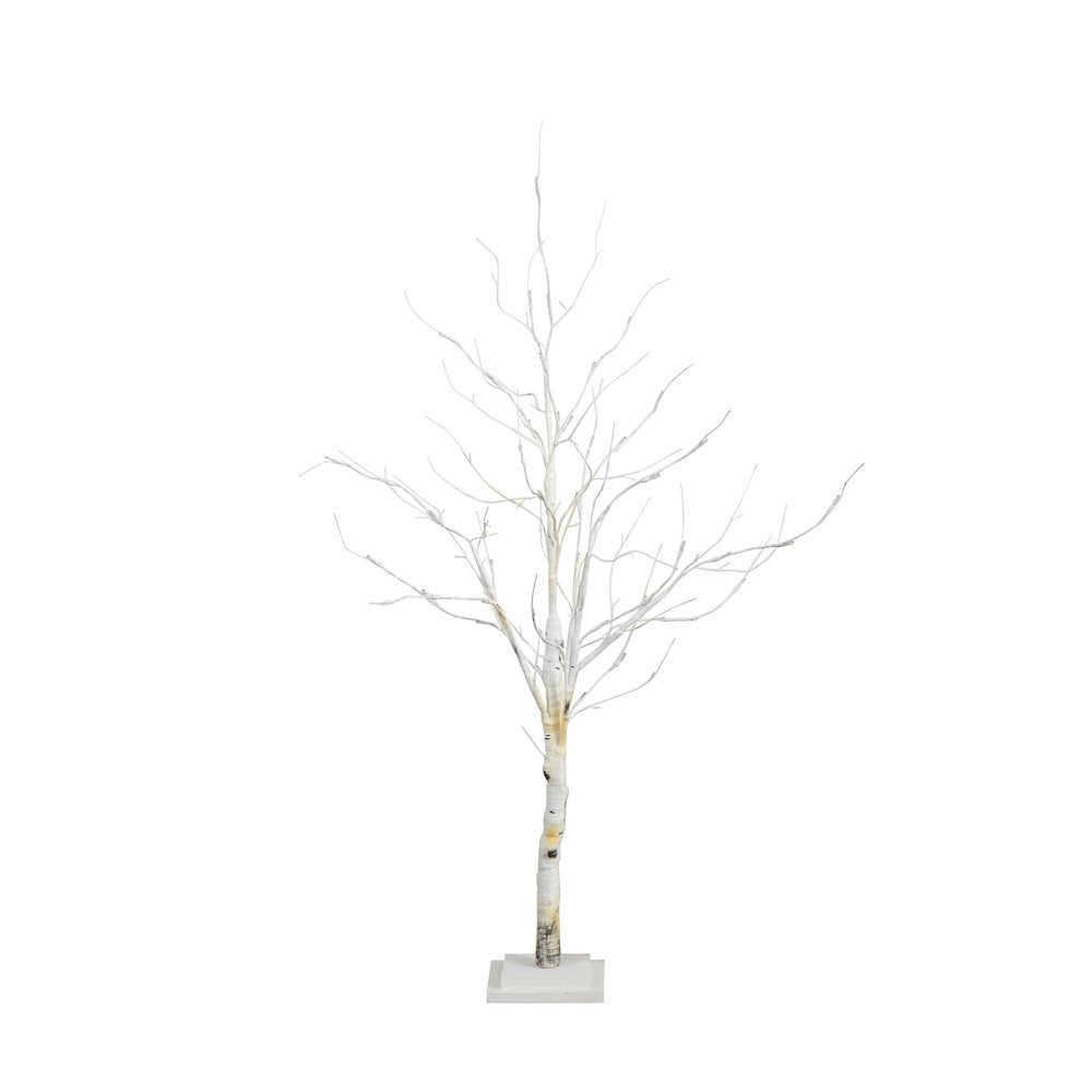 4ft. Pre-Lit Artificial White Birch Tree with 51 White LED Lights