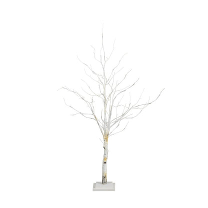 4ft. Pre-Lit Artificial White Birch Tree with 51 White LED Lights