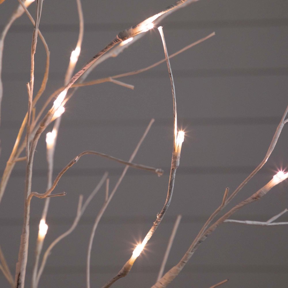 4ft. Pre-Lit Artificial White Birch Tree with 51 White LED Lights