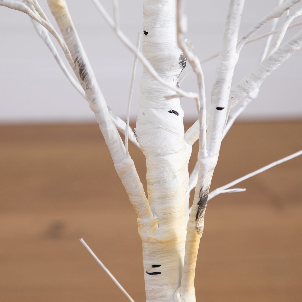 4ft. Pre-Lit Artificial White Birch Tree with 51 White LED Lights