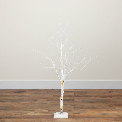 4ft. Pre-Lit Artificial White Birch Tree with 51 White LED Lights