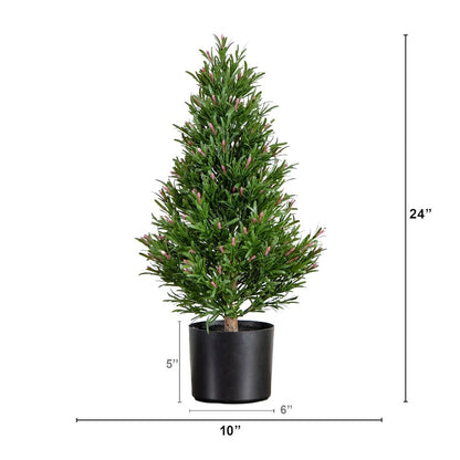 2ft. UV Resistant Artificial Rosemary Cone Topiary Tree (Indoor/Outdoor)