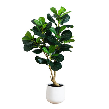 4ft. Artificial Lush Fiddle Leaf Tree in Decorative White Planter