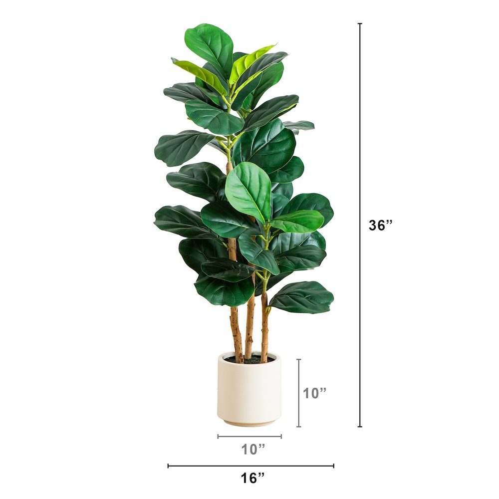 3ft. Artificial Fiddle Leaf Tree in Decorative White Planter