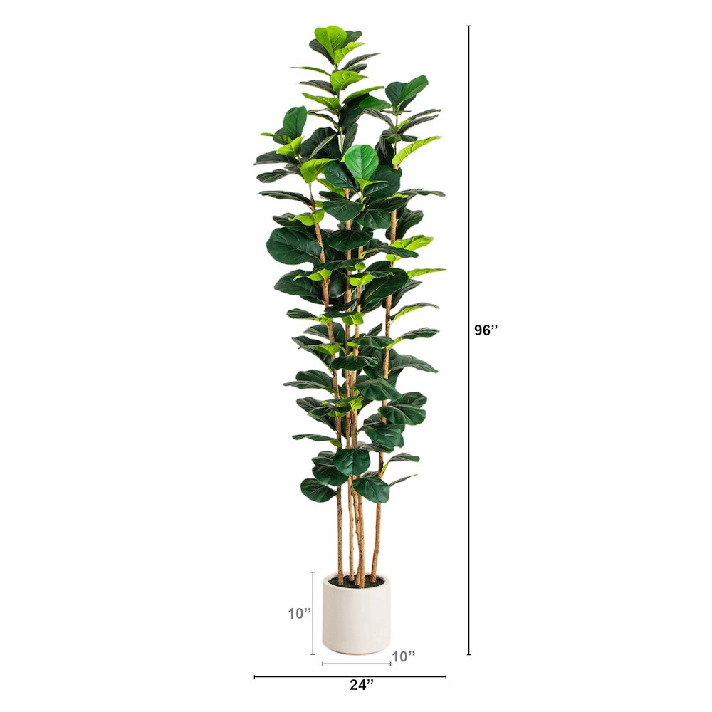 8ft. Artificial Fiddle Leaf Tree in Decorative White Planter