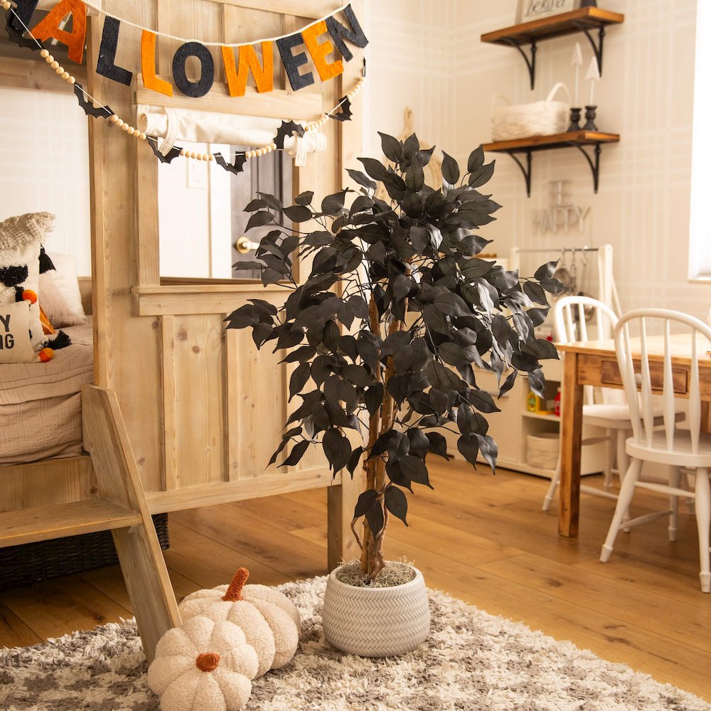 3ft. Artificial Halloween Black Ficus Tree with Natural Trunk