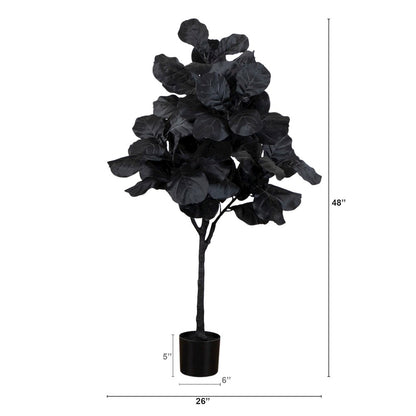 4ft. Artificial Halloween Black Fiddle Leaf Tree