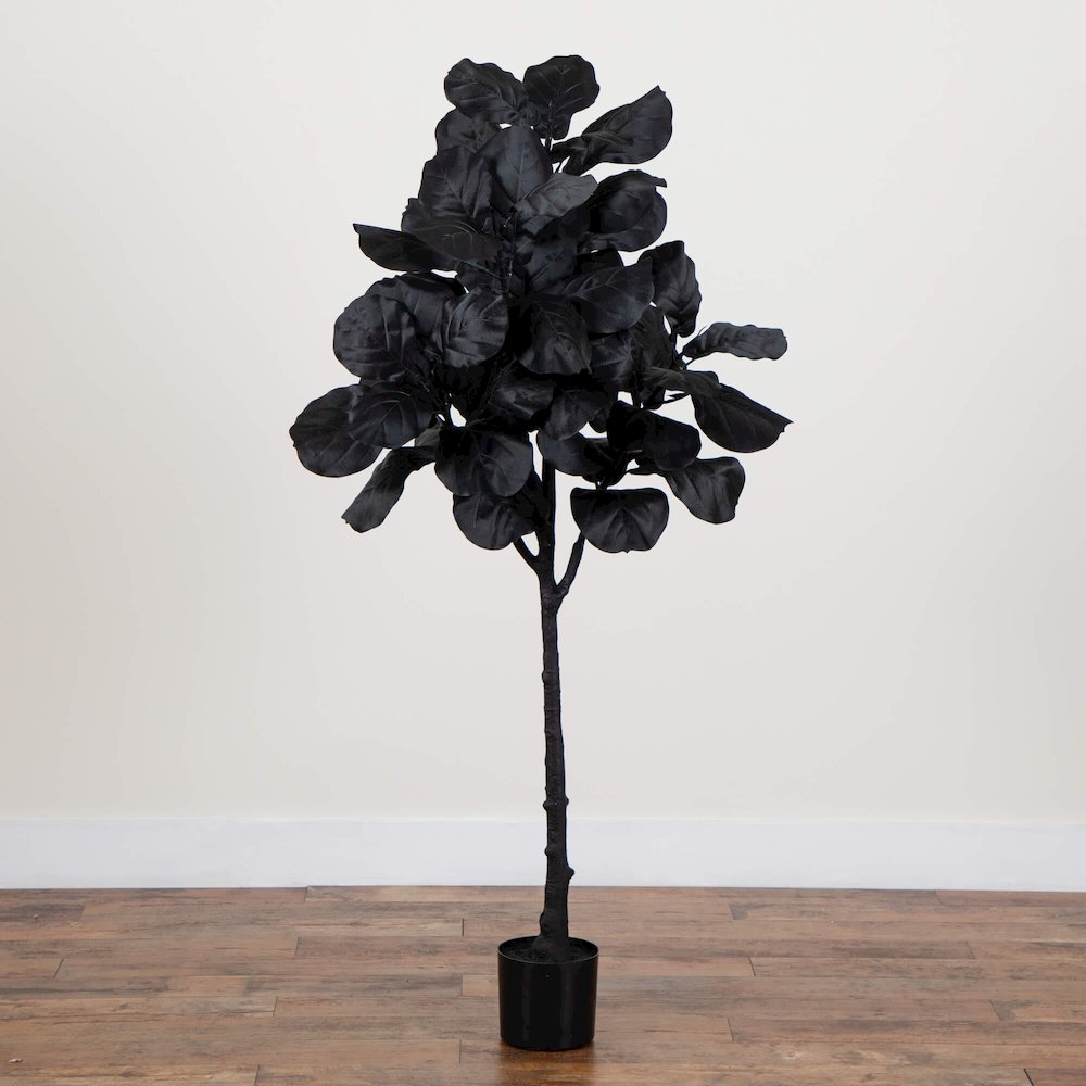 5ft. Artificial Halloween Black Fiddle Leaf Tree