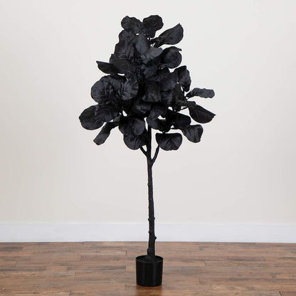 5ft. Artificial Halloween Black Fiddle Leaf Tree