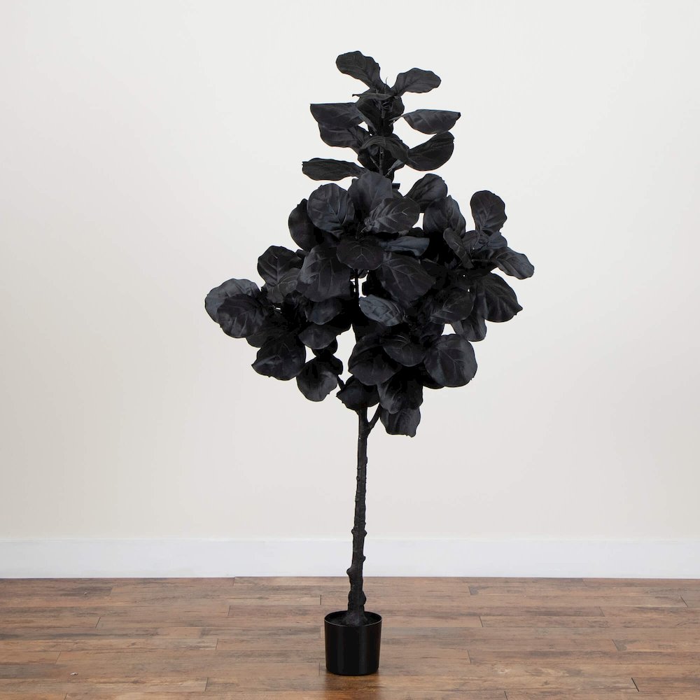 6ft. Artificial Halloween Black Fiddle Leaf Tree