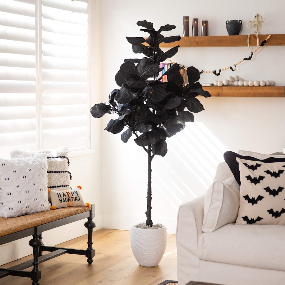 6ft. Artificial Halloween Black Fiddle Leaf Tree