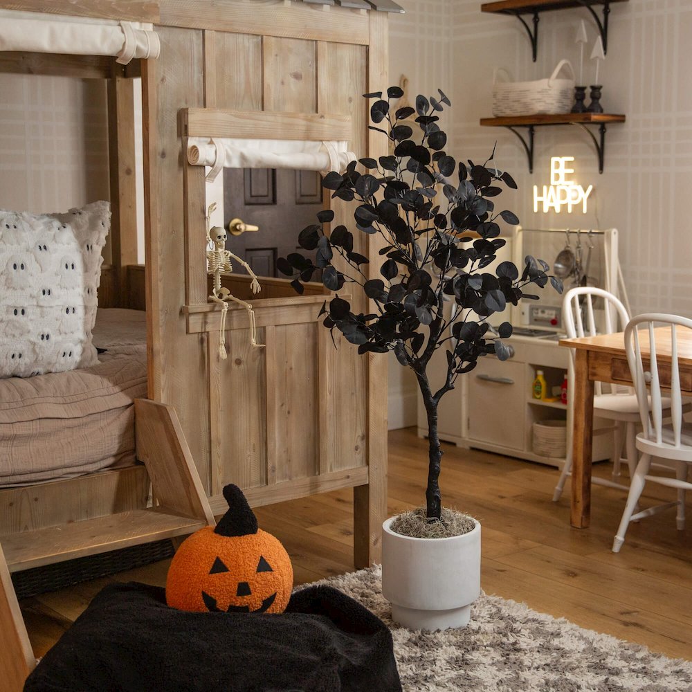 4ft. Artificial Halloween Black Eucalyptus Tree