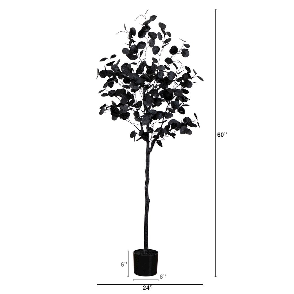 5ft. Artificial Halloween Black Eucalyptus Tree