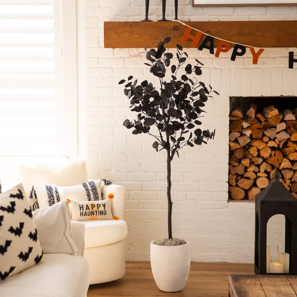 5ft. Artificial Halloween Black Eucalyptus Tree