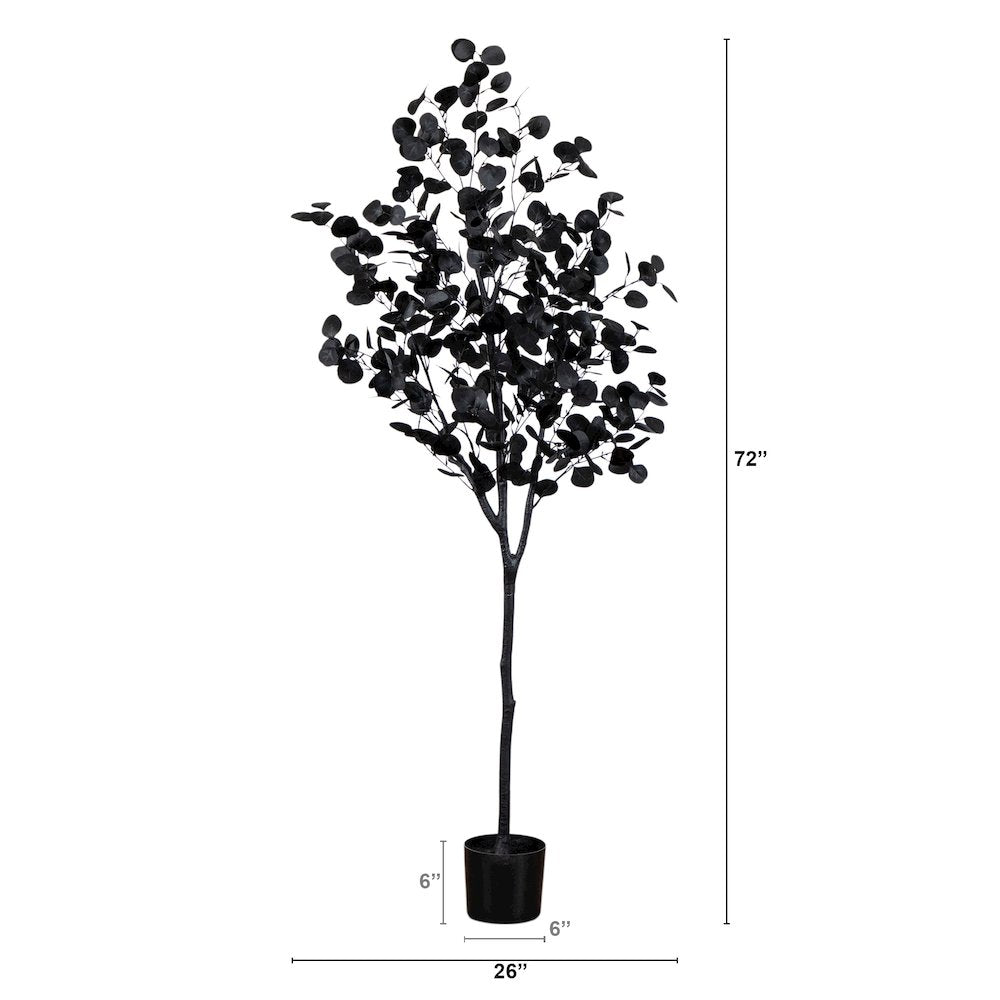 6ft. Artificial Halloween Black Eucalyptus Tree