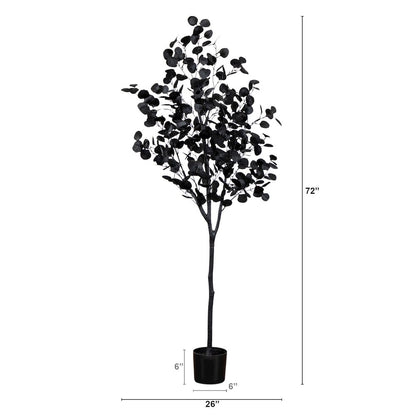6ft. Artificial Halloween Black Eucalyptus Tree