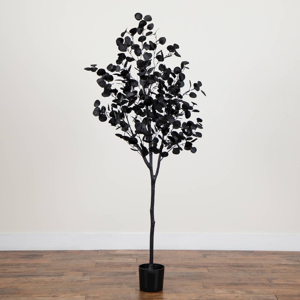 6ft. Artificial Halloween Black Eucalyptus Tree