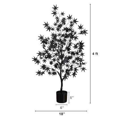 4ft. Artificial Halloween Eerie Black Maple Tree
