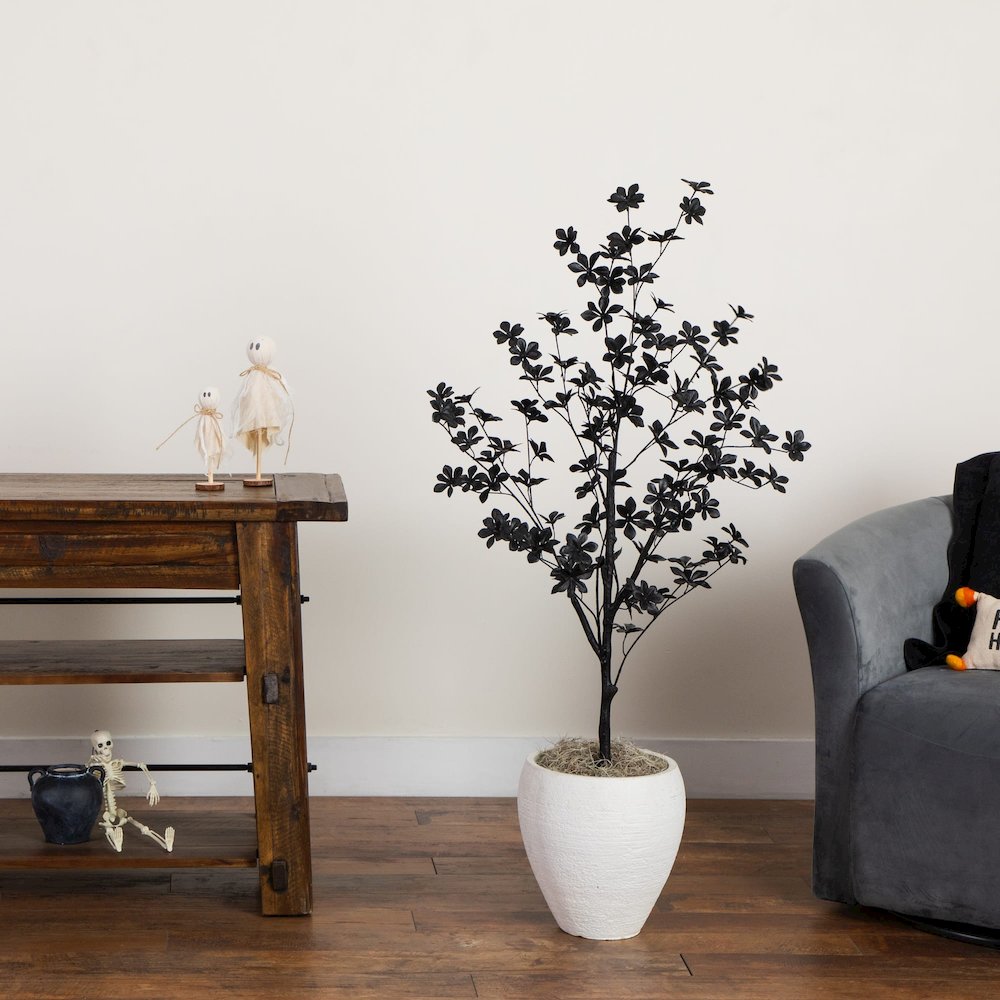 4ft. Artificial Halloween Black Enkianthus Tree