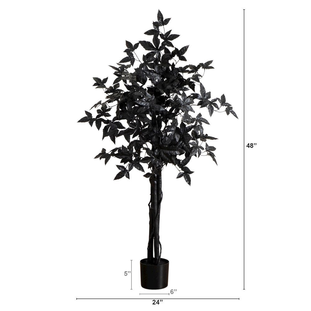 4ft. Artificial Halloween Black Maple Tree with Natural Trunk