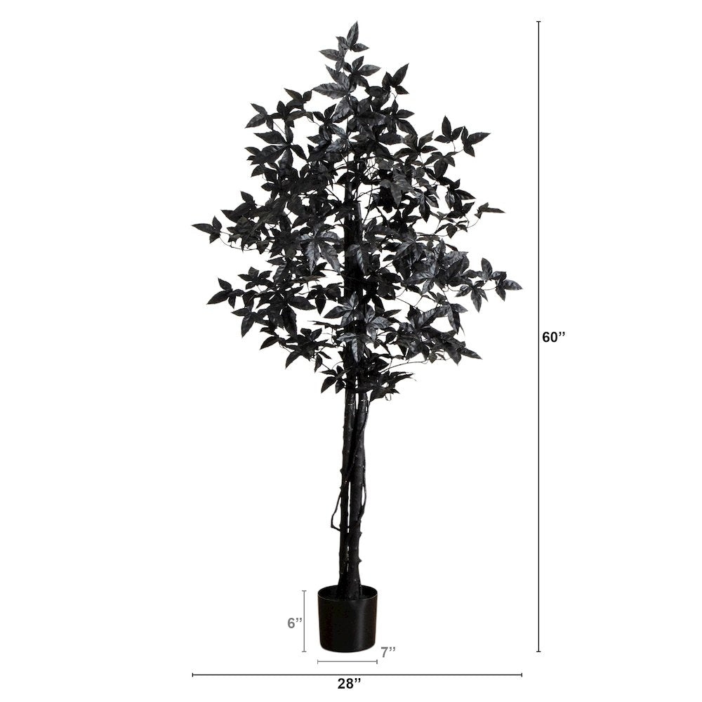 5ft. Artificial Halloween Black Maple Tree with Natural Trunk