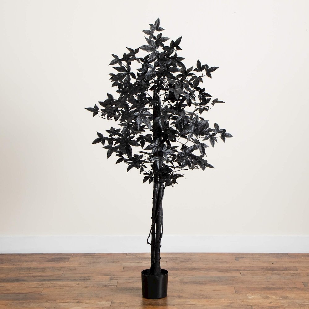 5ft. Artificial Halloween Black Maple Tree with Natural Trunk