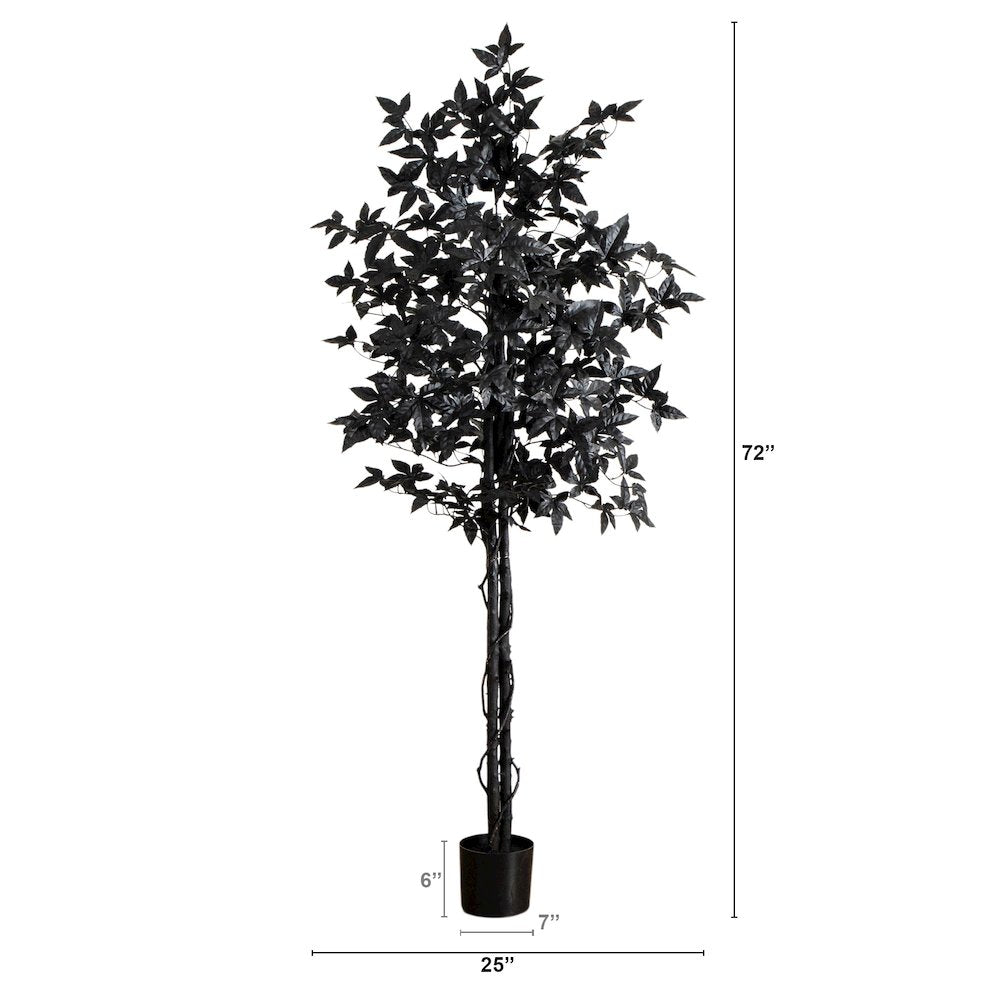 6ft. Artificial Halloween Black Maple Tree with Natural Trunk